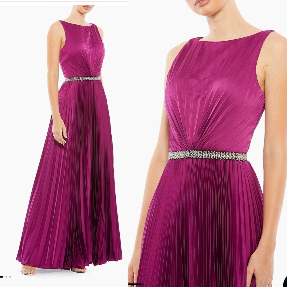 Mac Duggal Sz 4 Raspberry Pleated Evening Gown Dress NWT Formal $458